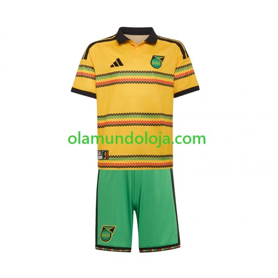 Camisola Jamaica Criança Equipamento Primeiro Copa do Mundo 2026 Manga Curta